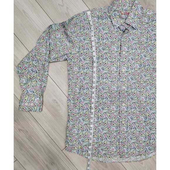 Alan Flusser Size Medium Men's Cotton Paisley Colorful Button Down Dress Shirt - Picture 8 of 10